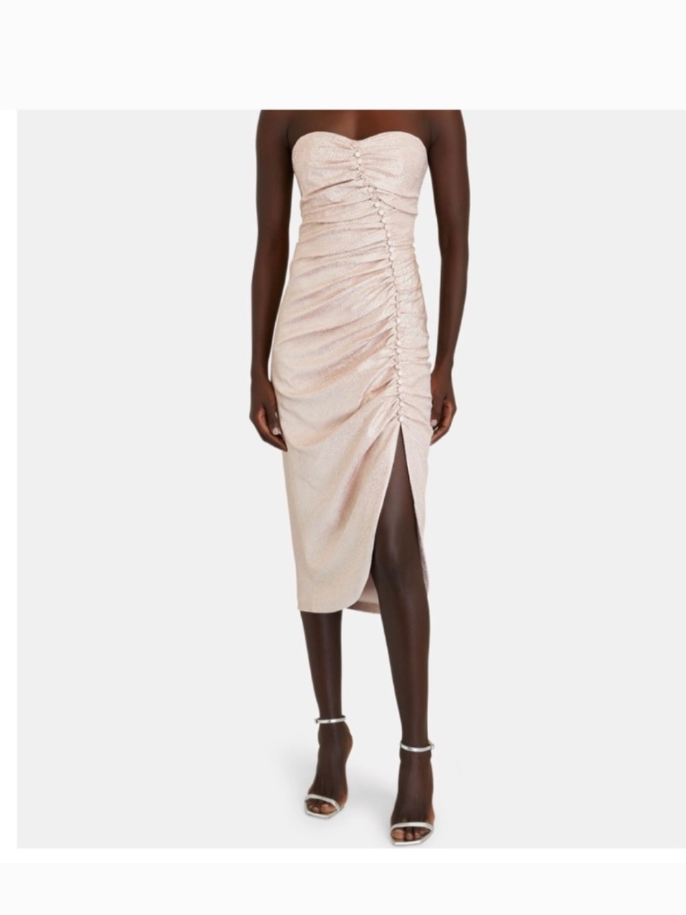 Jonathan Simkhai pink metallic ruched dress-Sz 14
